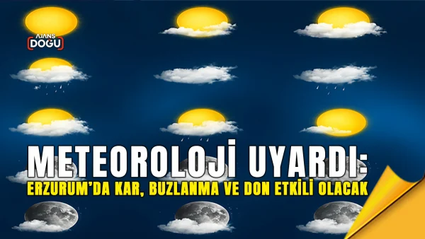 Meteoroloji, Erzurum ve ilçelerinde aralıklı kar yağışıyla birlikte buzlanma ve don olayına karşı uyardı. Yetkililer, ulaşımda yaşanabilecek olumsuzluklara karşı vatandaşların tedbirli olmasını istedi.