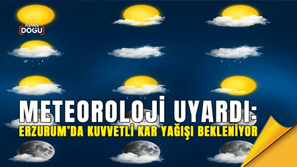 Meteoroloji Genel Müdürlüğü, Erzurum ve ilçeleri için kuvvetli kar yağışı, buzlanma ve don uyarısı yaptı. Yetkililer, ulaşımda yaşanabilecek olumsuzluklara karşı vatandaşları dikkatli olmaya çağırdı.