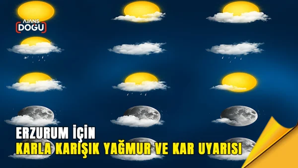 erzurum için karla karışık yağmur ve kar uyarısı