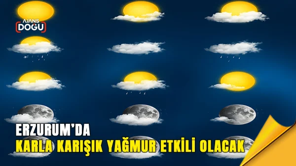meteoroloji 12. bölge müdürlüğü, erzurum ve çevresinde yağmur, karla karışık yağmur, buzlanma, don ve çığ riski uyarısı yaptı. kuvvetli rüzgârla birlikte ulaşımda aksama yaşanabilir.