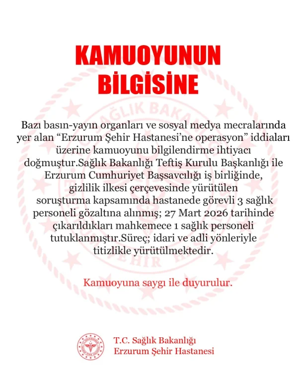 erzurum şehir hastanesi iddialara yanıt verdi