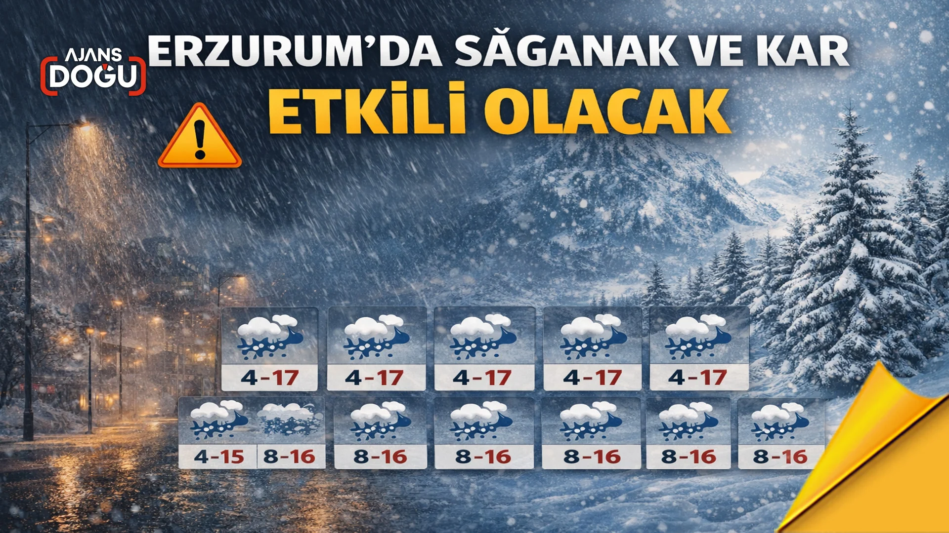 Erzurum’da sağanak ve kar etkili olacak