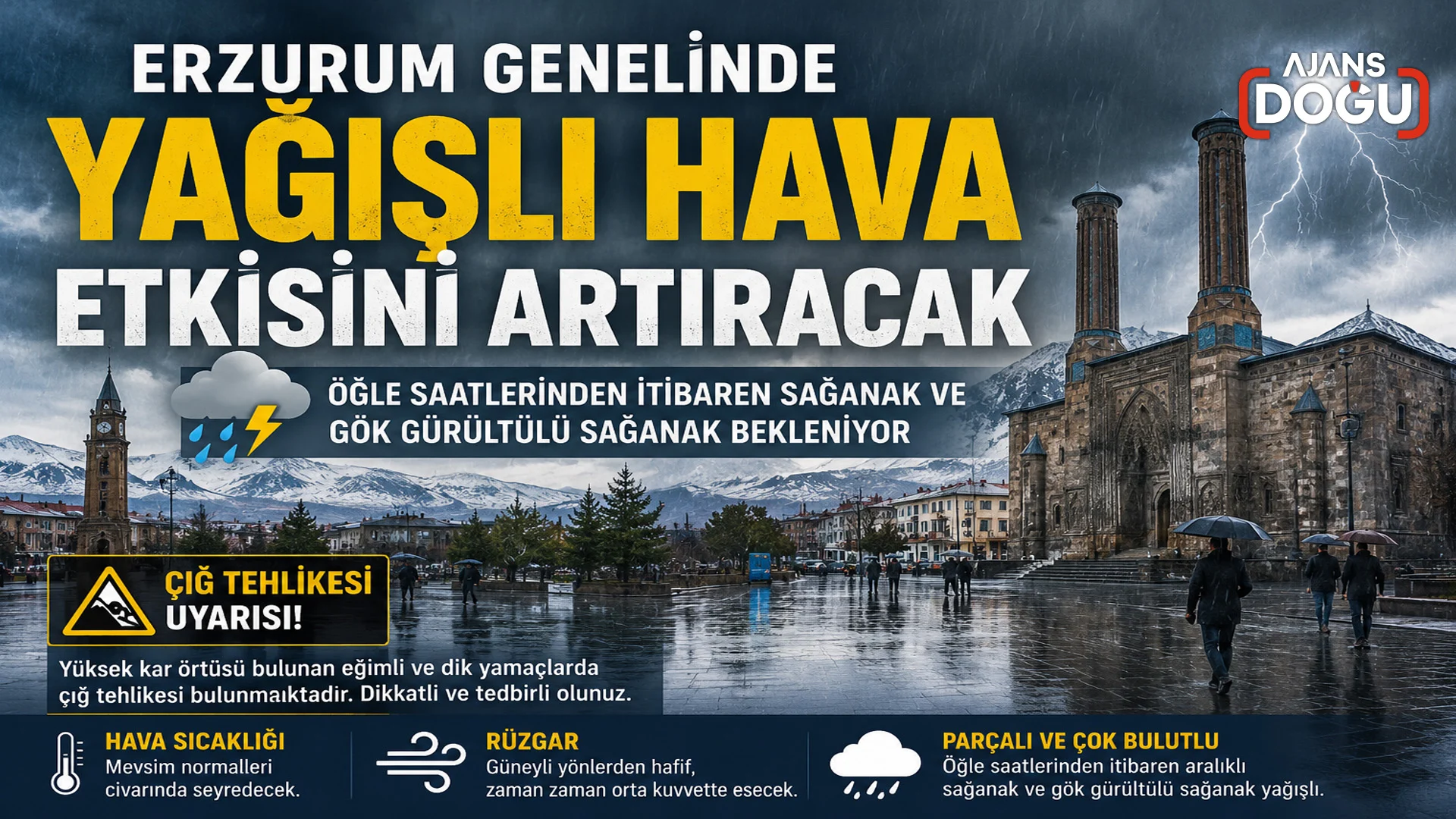 erzurum genelinde yagisli hava etkisini artiracak
