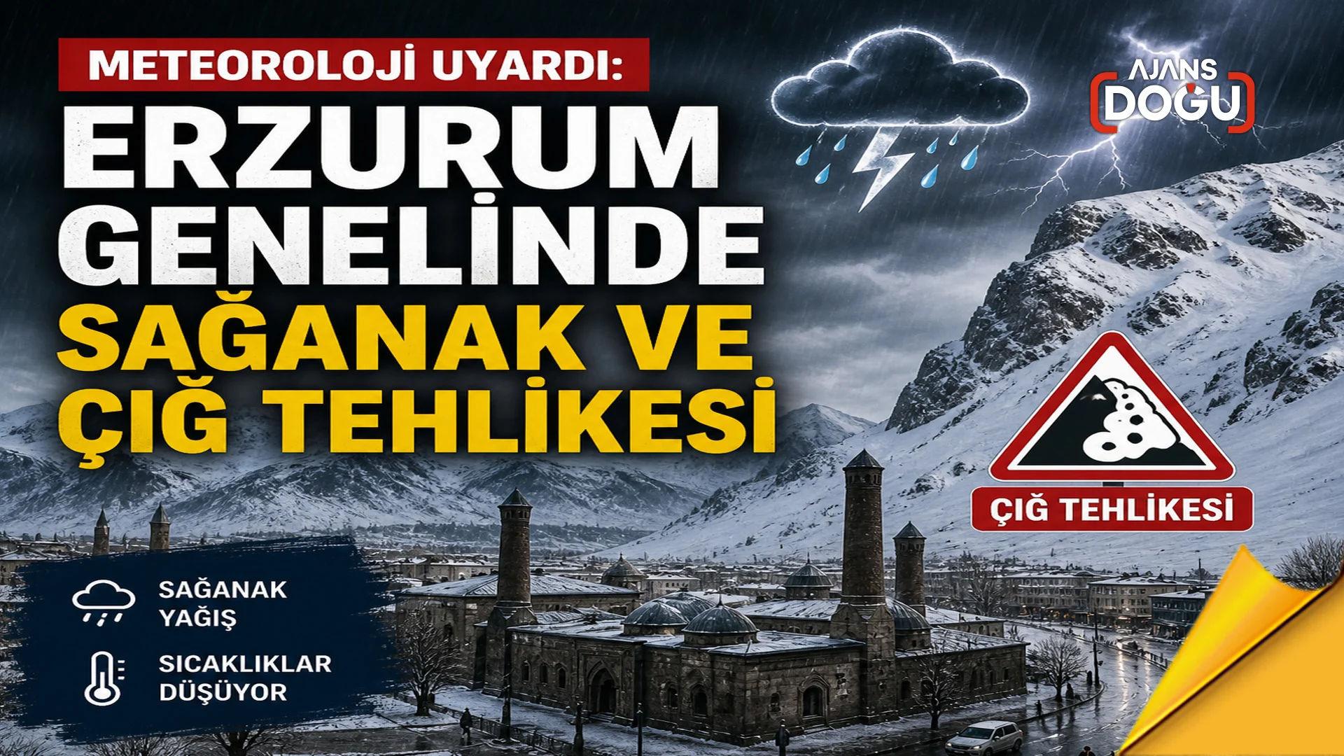 meteoroloji uyardi erzurum genelinde saganak ve cig tehlikesi