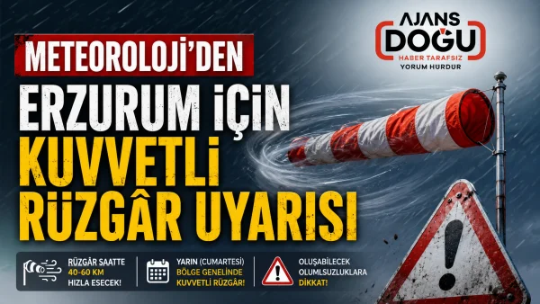 Meteoroloji'den Erzurum için kuvvetli rüzgâr uyarısı
