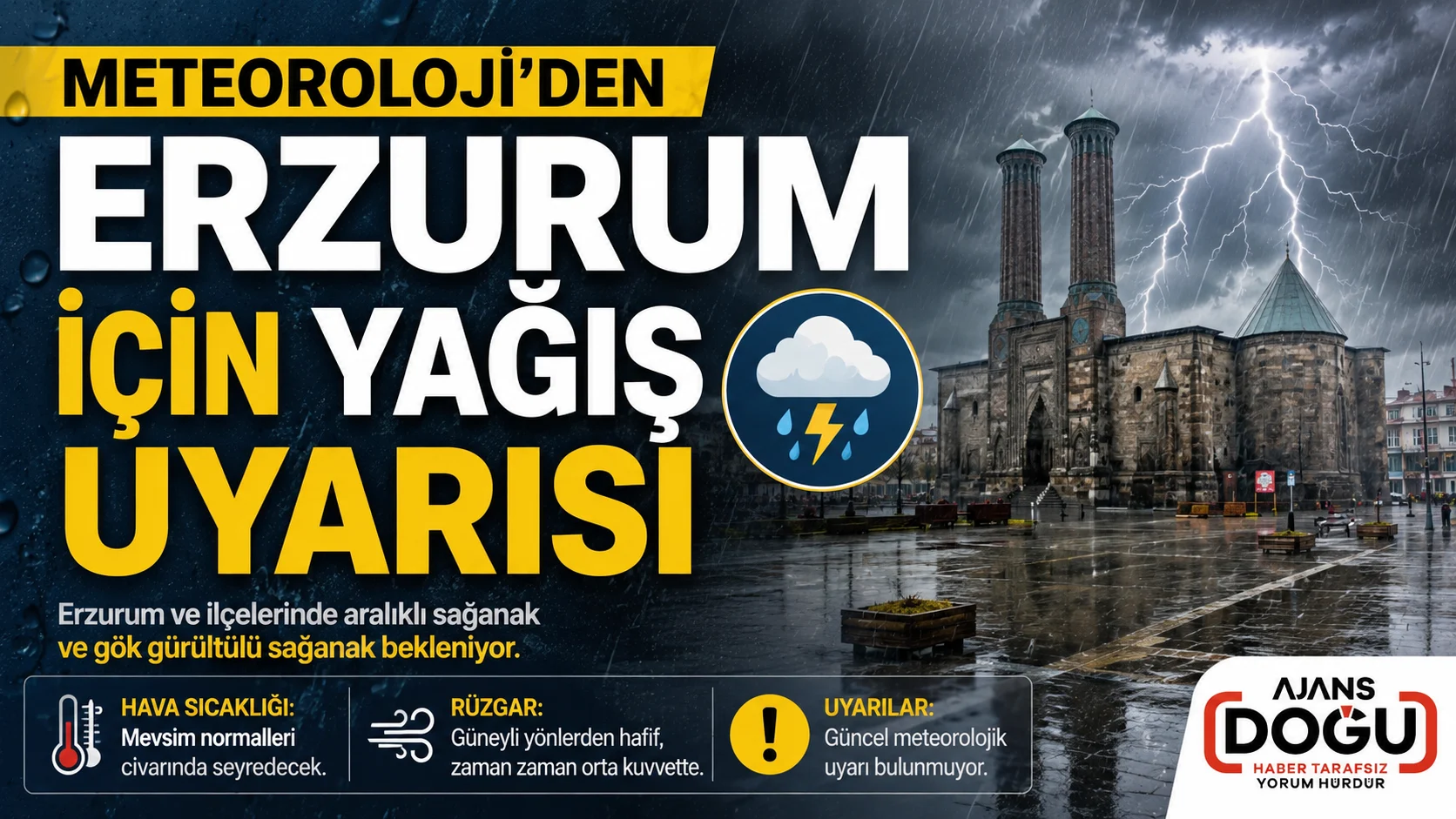 meteorolojiden erzurum icin yagis uyarisi